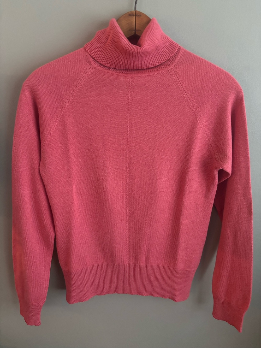 Vintage Pink Silk Cashmere Blend Knit Turtleneck Sweater Size